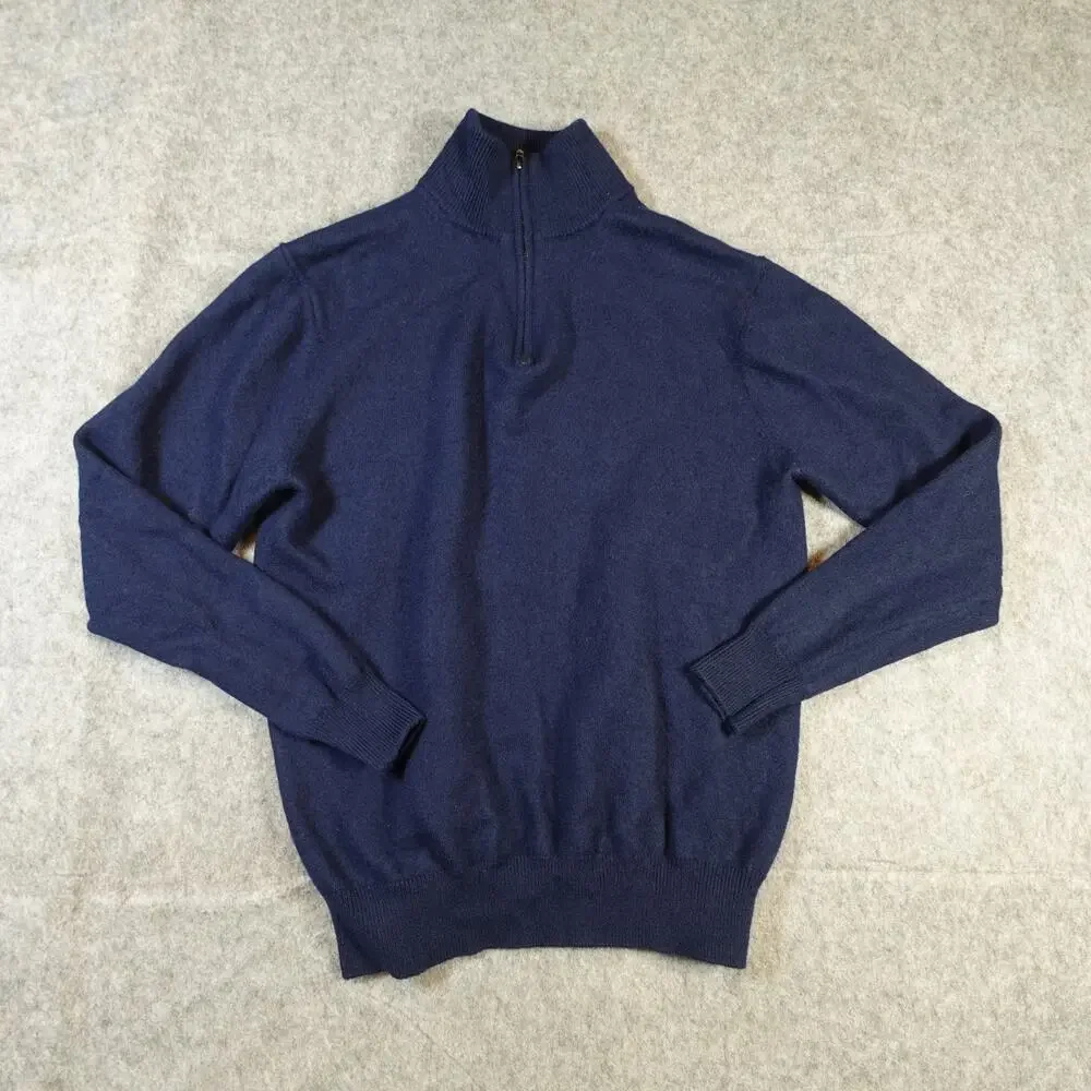 Jeremy Argyle Sweater‎ Mens Extra Large Merino Wool 1/4 Zip Jumper Pullover Navy